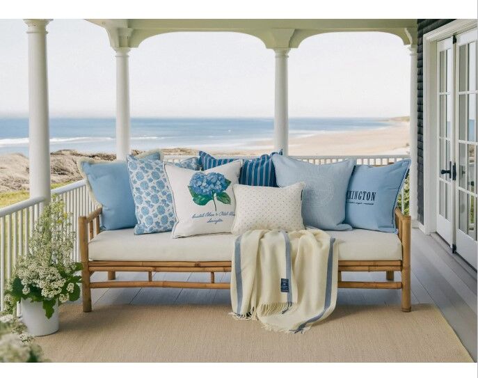 Linen/Cotton Fringe Pillow Cover 50x50, Blue