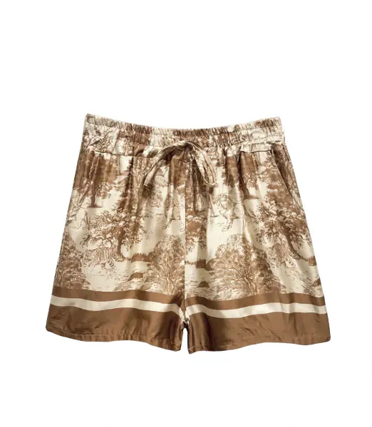 Shorts with Toile De Jouy print, beige