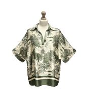 Blouse with Toile De Jouy print, green