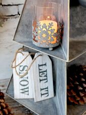 Sign let it snow 2pcs, antique white