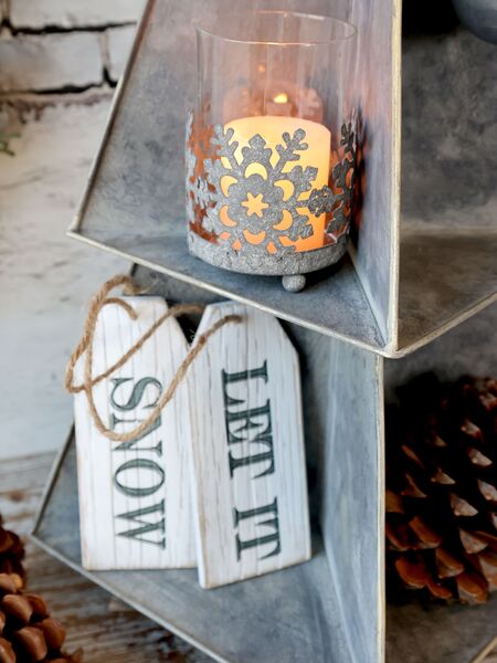 Sign let it snow 2pcs, antique white