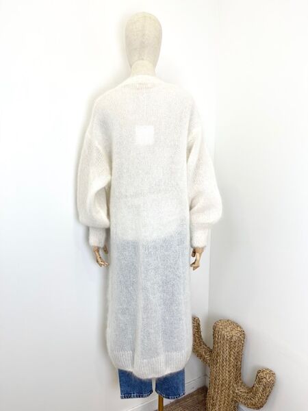 Long mohair cardigan, white