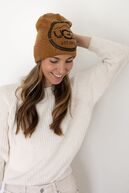 Men mountain logo beanie, chestnut