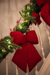 Hanger bow velvet 11cm, red