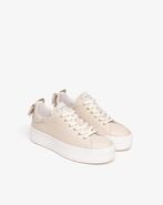 Leather sneakers with bow, Milk