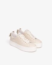 Leather sneakers with bow, Milk