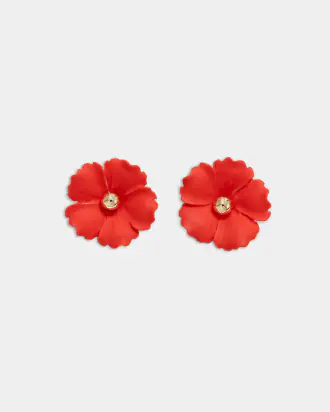 Iris flower earrings, red
