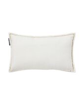 Winter house velvet pillow 30x50, white/light beige