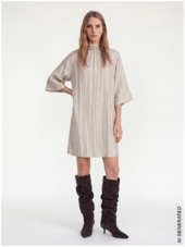 Kerstine highneck dress, mourning dove