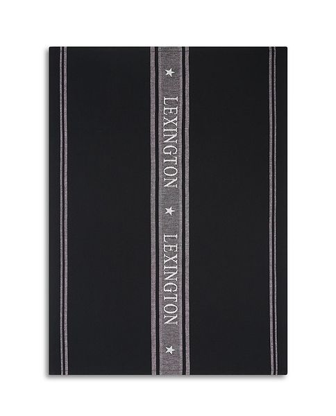 Icons cotton jacquard star kitchen towel, black/white