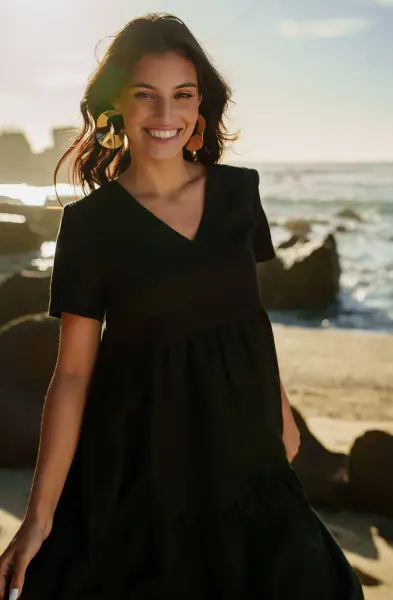 Layered dress, black