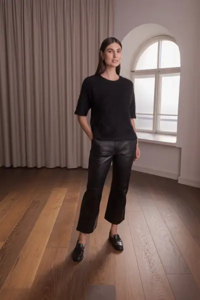 Ariel short sleeved alpaca blend sweater, black