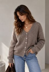 Cashmere blend cardigan, taupe