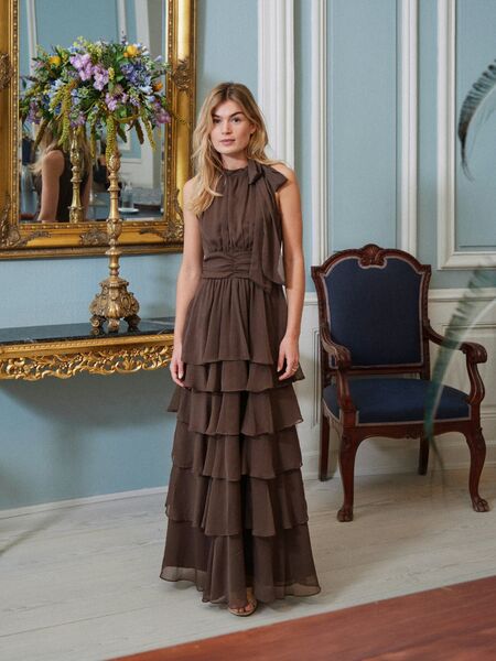 Marli solid dress, dusty brown