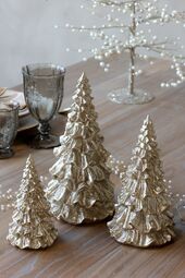 Christmas tree with glitter 15cm, champagne