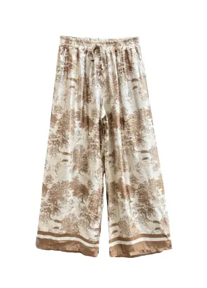 Pants with Toile De Jouy print, beige