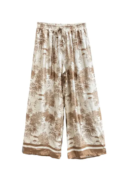 Pants with Toile De Jouy print, beige