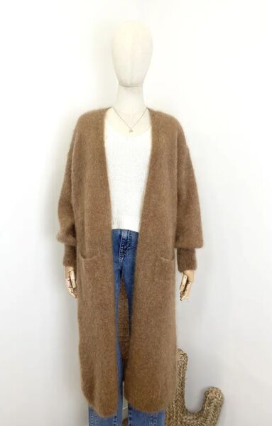 Long mohair cardigan, camel