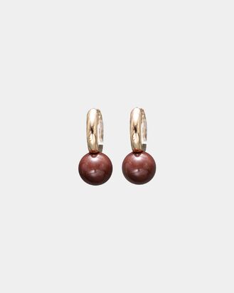 Amelia pearl hoops, dark brown