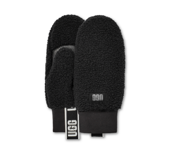 UGGfluff mitten with logo tape, black