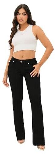 Joey mid rise flare flap, black