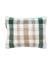 Checked recycled cotton pillow 30x40, green/beige/white