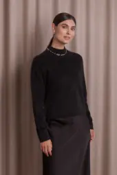 Karlea long sleeve mock neck sweater, black