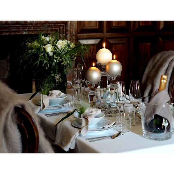 Velvet ball candle 10cm, pearl