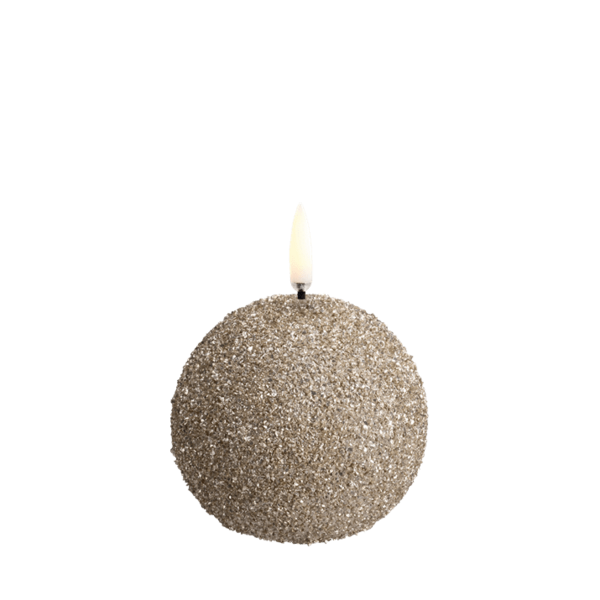 Led glitter round candle 7cm, champagne