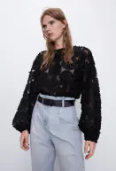 Rosette blouse, black