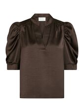 Roella heavy sateen blouse, dark brown