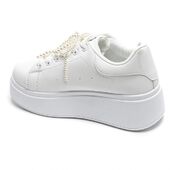 Sneakers with pearl bow, white