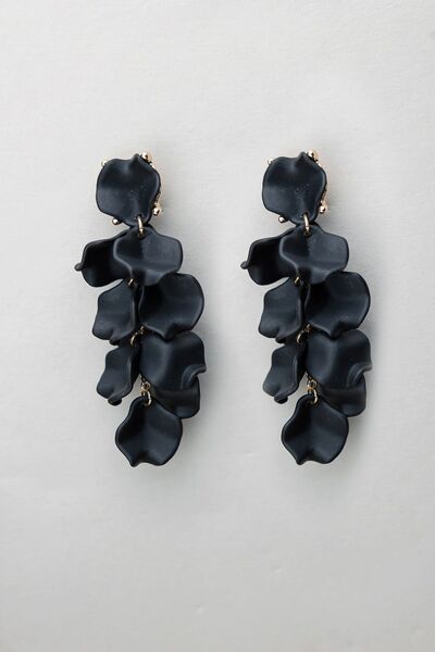 Leaf earrings mini, black