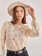 Rosette blouse, ecru