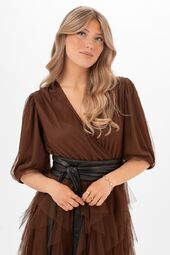 Clara tulle dress, hazel brown
