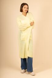 Long mohair cardigan, light yellow
