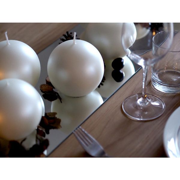 Velvet ball candle 10cm, pearl