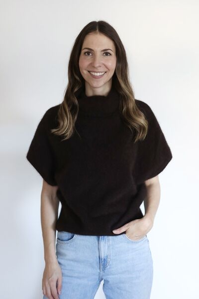 Rina raccoon blend rollneck knit, americano