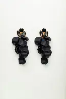 Leaf stone earrings, black