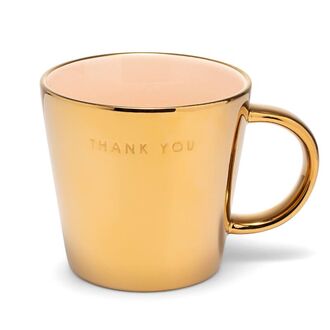 Tea cup thank you 350ml, gold ecru