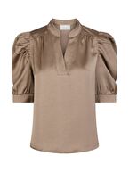 Roella heavy sateen blouse, dark taupe