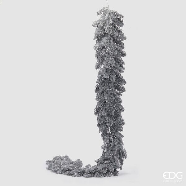 Glittered pine garland 180cm, silver