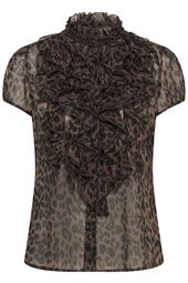 Lilja shirt, chocolate brown leopard