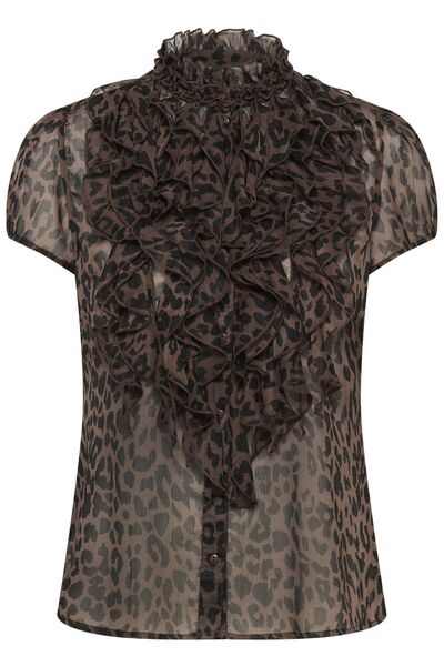 Lilja shirt, chocolate brown leopard
