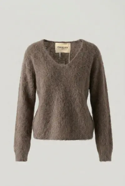 Brushed cashmere & wool sweater, taupe