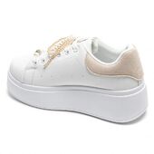 Sneakers with pearl bow, beige