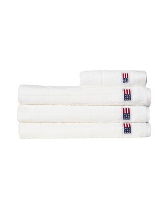 Velour Jacquard Logo Towel 30x50, White