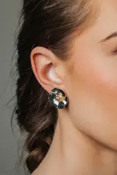 Flower small earrings, silver