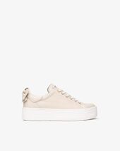 Leather sneakers with bow, Milk
