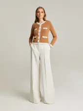 Charlott neuletakki, kamelinruskea/valkoinen